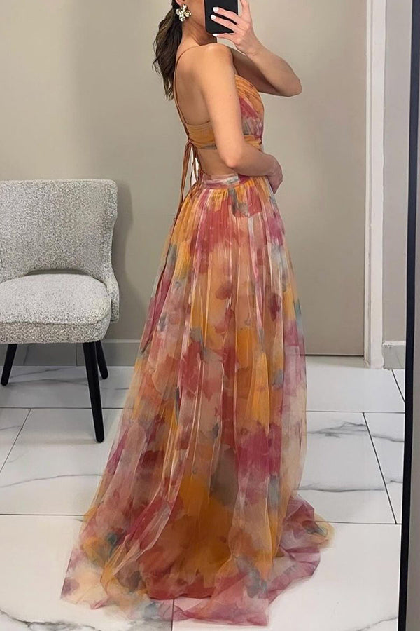 Women's Floral A-Line Maxi Dress