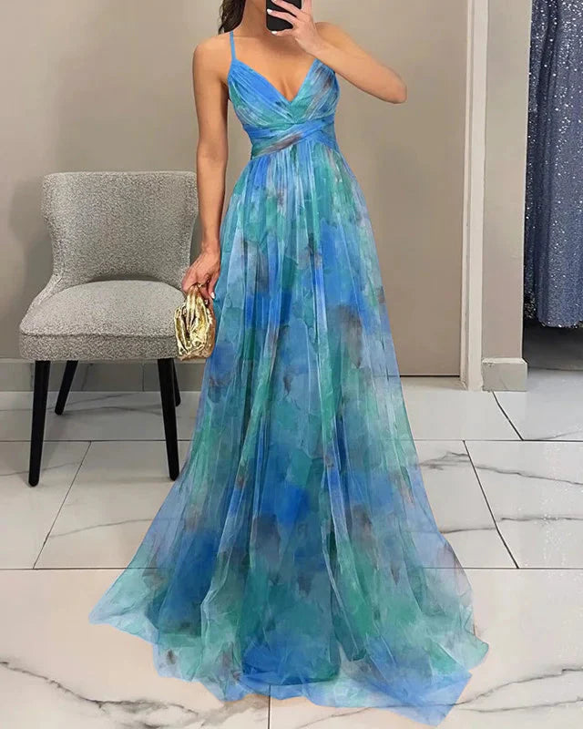 Women's Floral A-Line Maxi Dress
