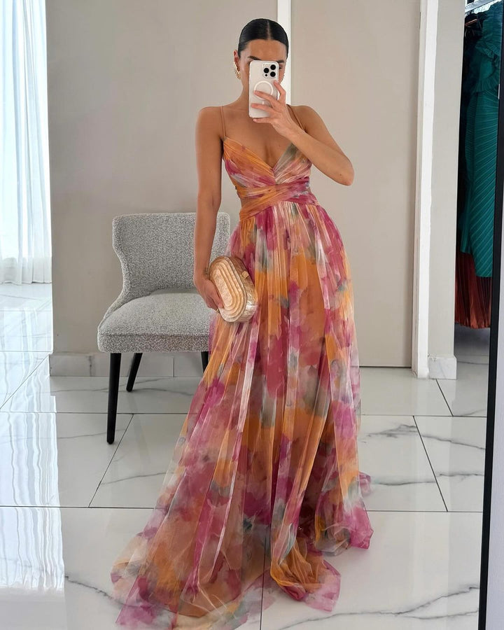 Women's Floral A-Line Maxi Dress