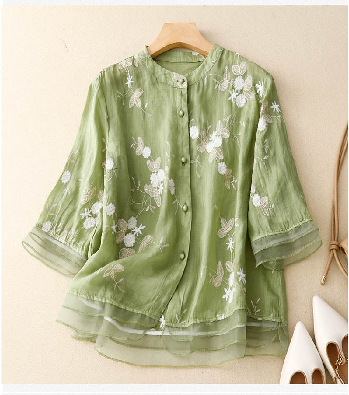 Women's Floral Button-Down Blouse