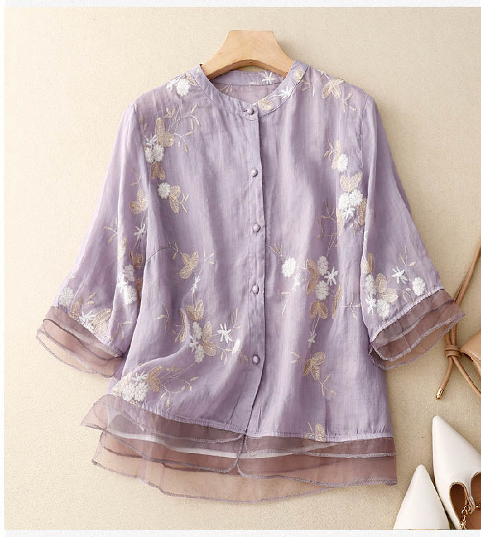 Women's Floral Button-Down Blouse