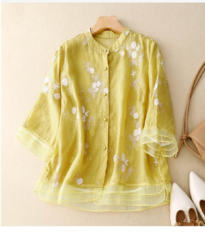 Women's Floral Button-Down Blouse