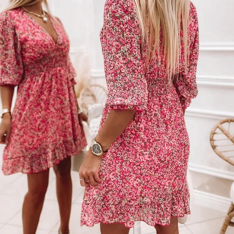 Women's Floral Fit and Flare Mini Dress