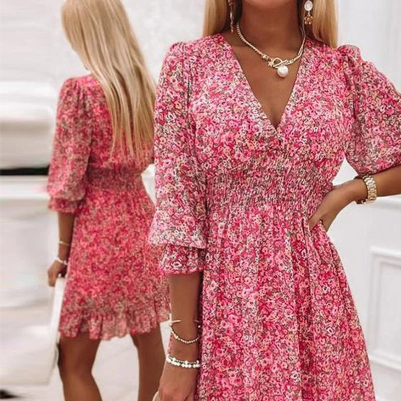 Women's Floral Fit and Flare Mini Dress