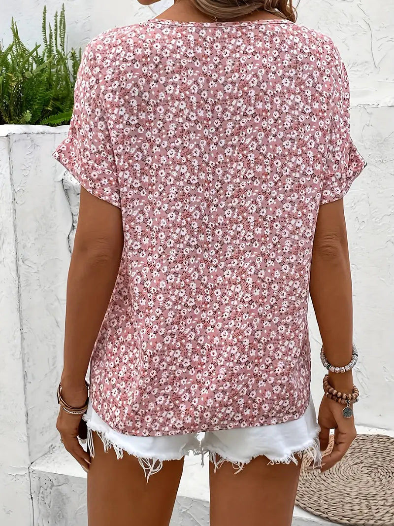 Women's Floral Print Button-Down Blouse