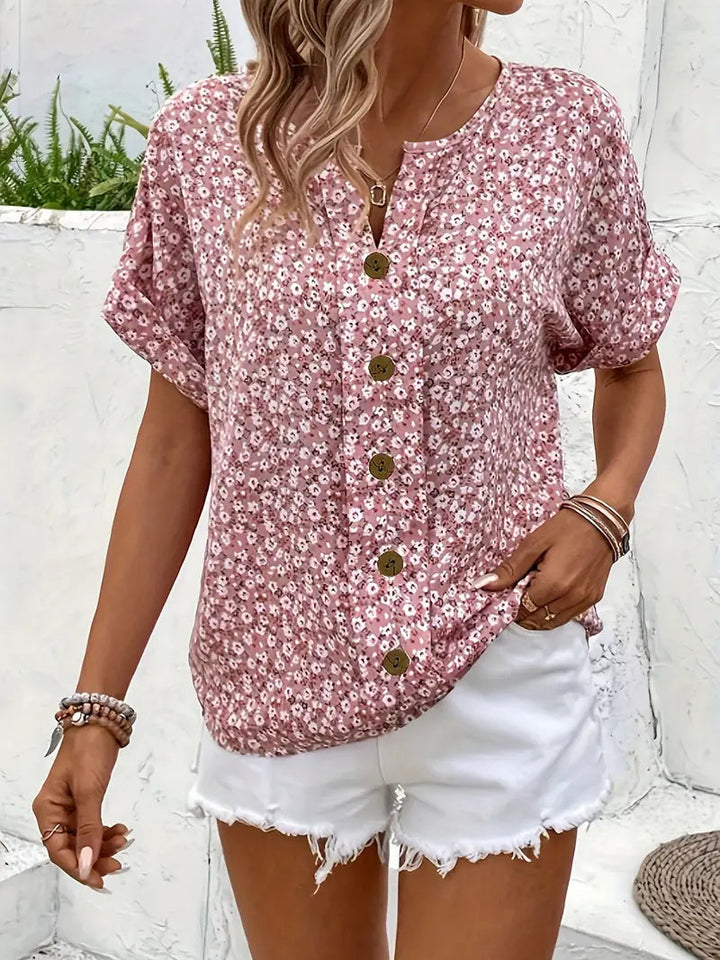 Women's Floral Print Button-Down Blouse