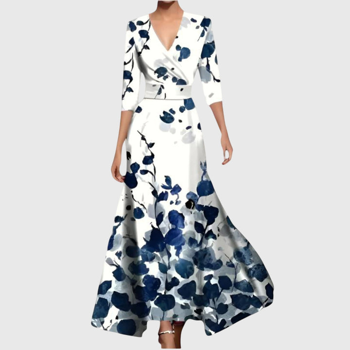 Women's Floral V-Neck Wrap Maxi Dress