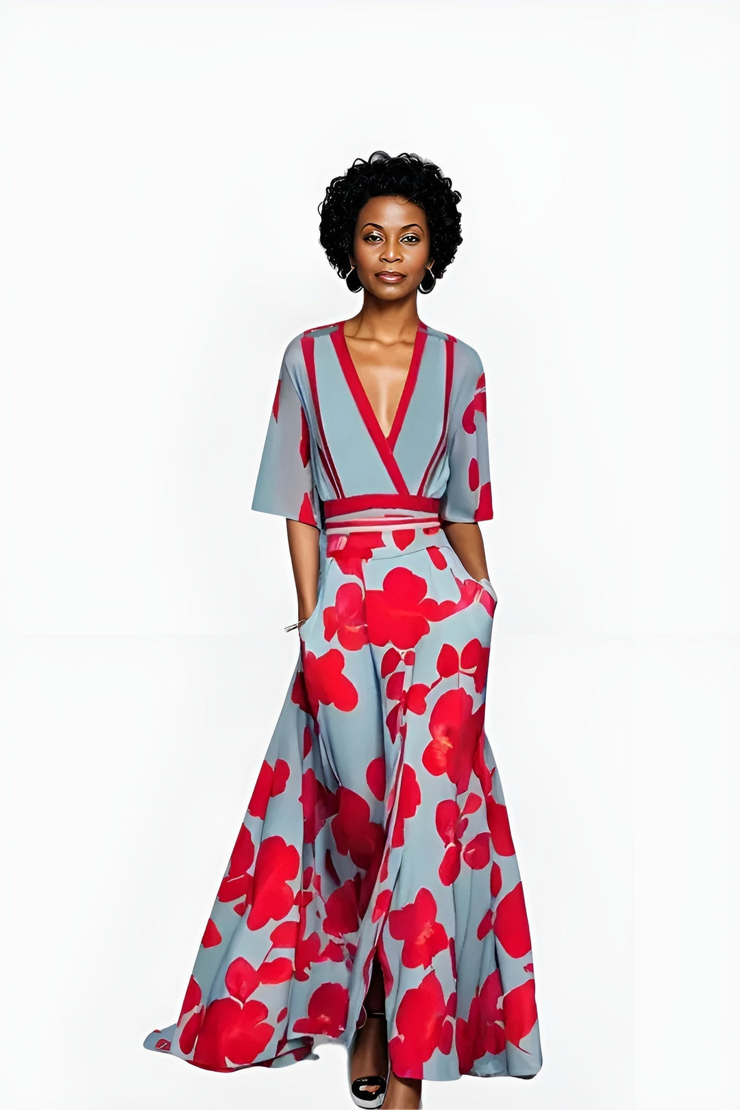 Women's Floral Wrap Maxi Dress