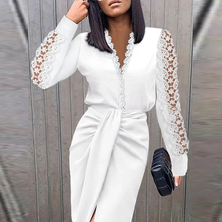 Women's Long Sleeve Lace Midi Dress