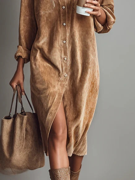 Women's Long Sleeve Shirt Midi Dress