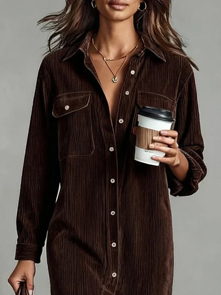 Women's Long Sleeve Shirt Midi Dress