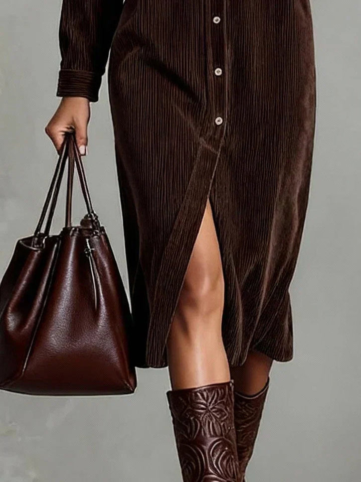 Women's Long Sleeve Shirt Midi Dress