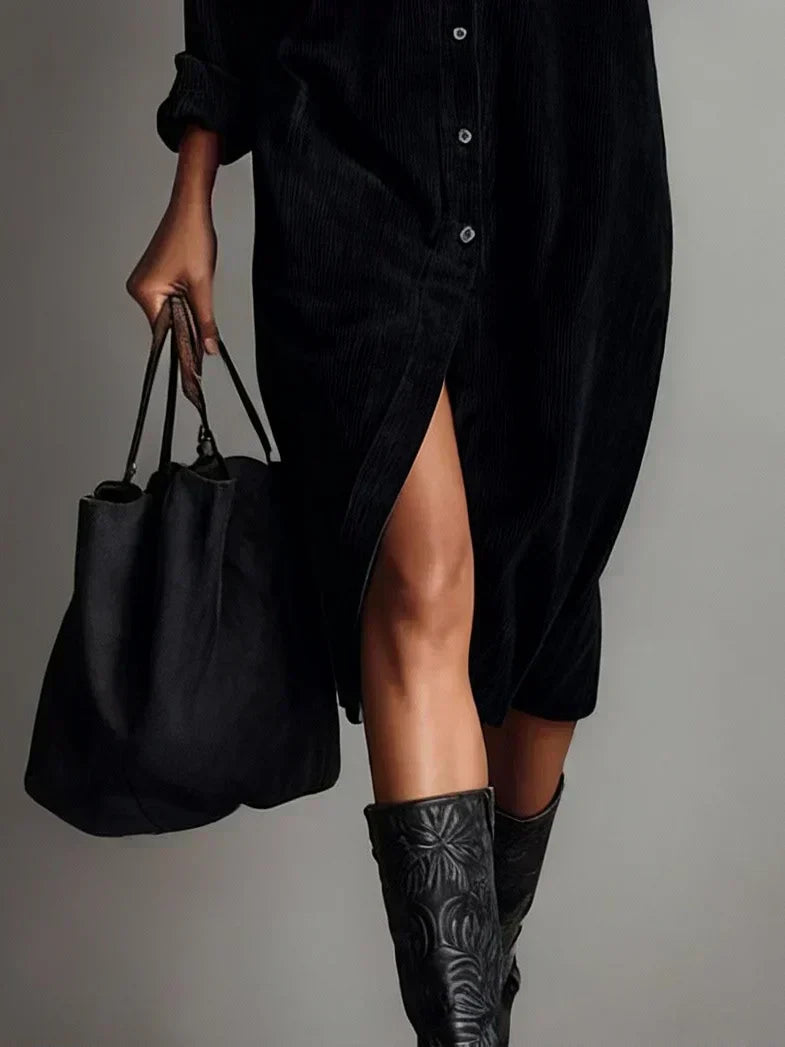 Women's Long Sleeve Shirt Midi Dress