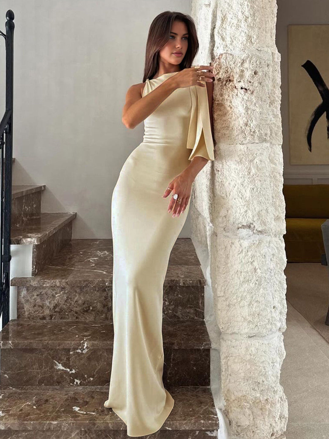 Women's One Shoulder Bodycon Maxi Dress