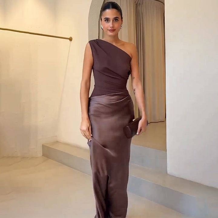 Women's One Shoulder Evening Maxi Dress