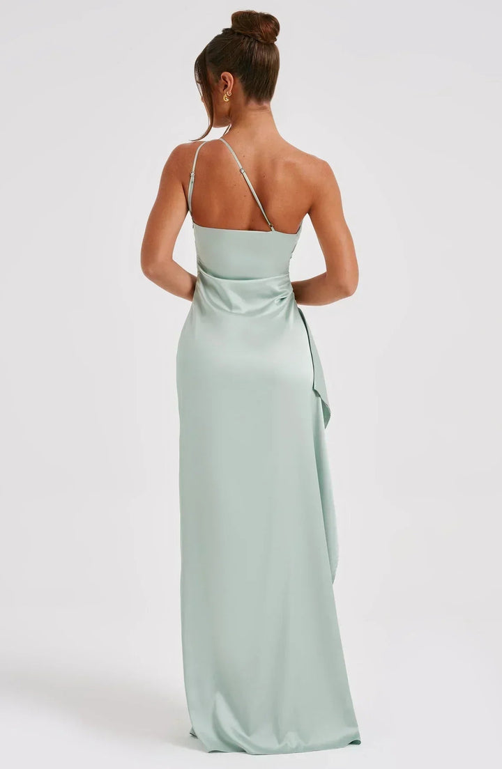Women's One Shoulder Slit Evening Maxi Dress