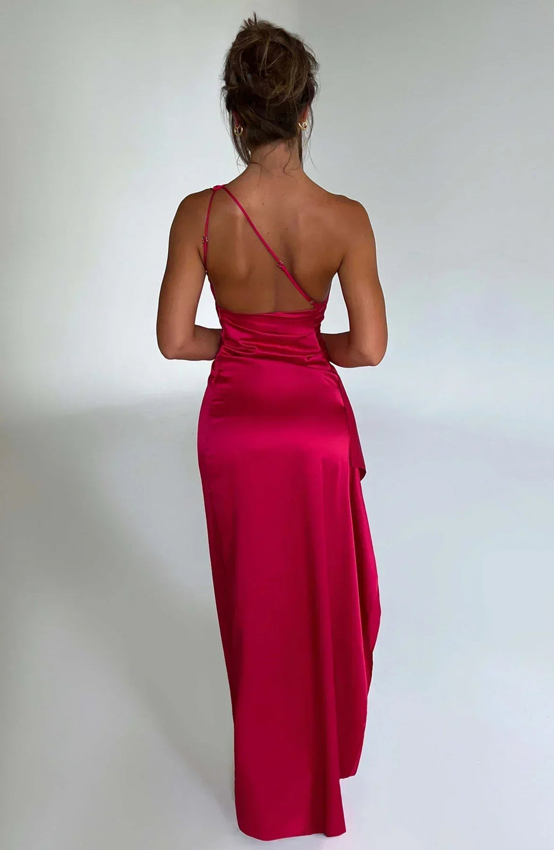 Women's One Shoulder Slit Evening Maxi Dress
