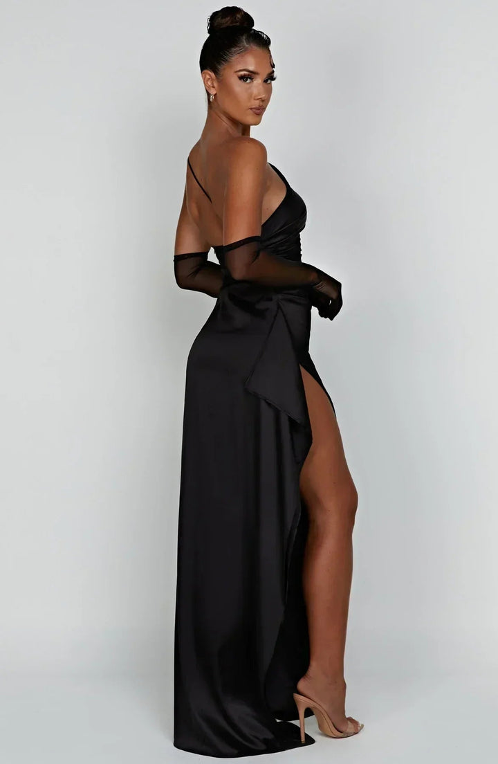 Women's One Shoulder Slit Evening Maxi Dress