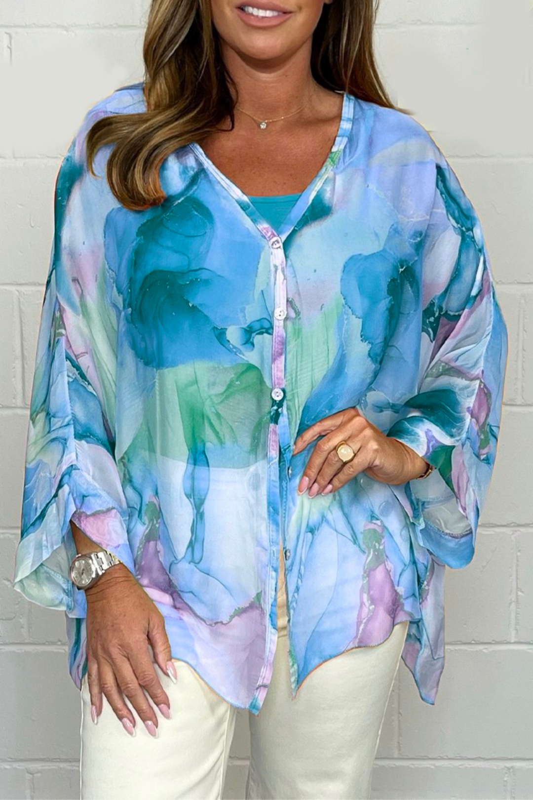 Women's Oversized Abstract Print Blouse