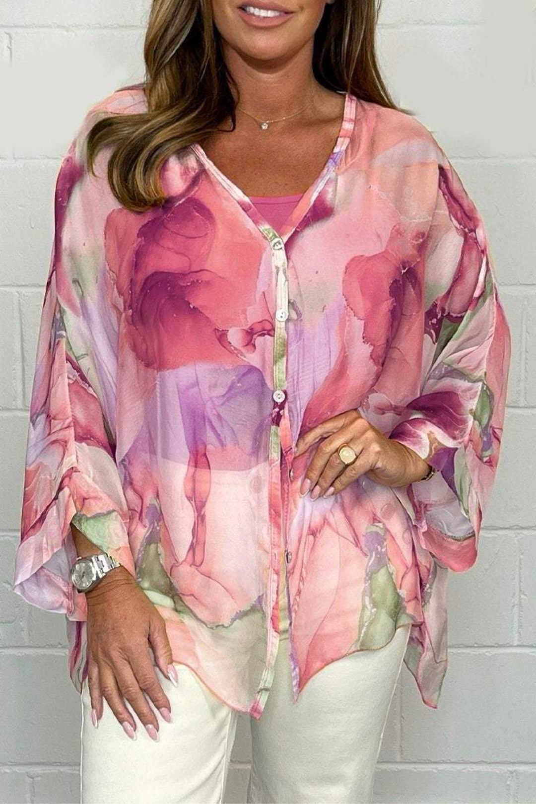 Women's Oversized Abstract Print Blouse