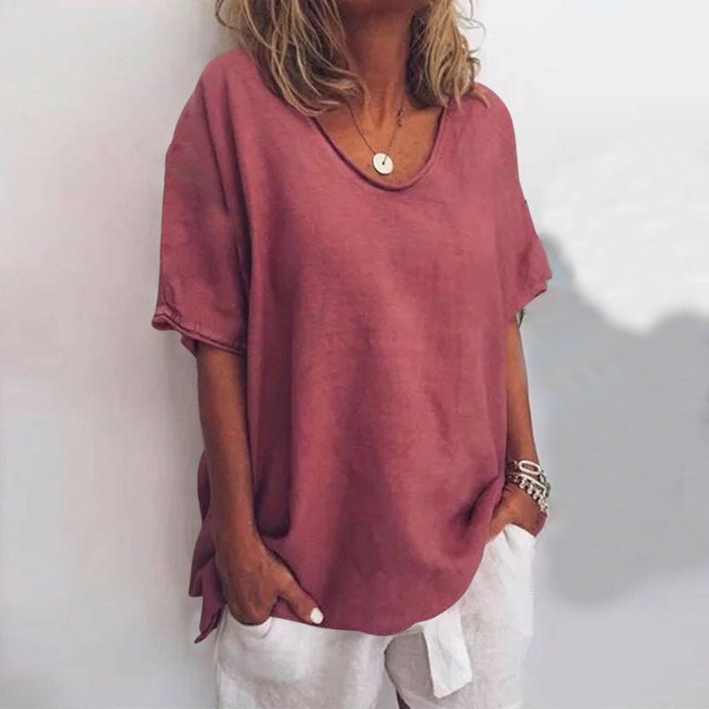 Women's Oversized Short Sleeve Blouse