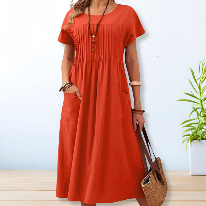 Women's Pleated A-Line Midi Dress
