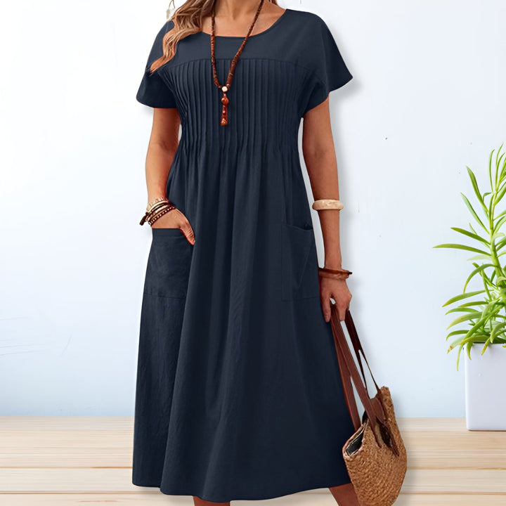 Women's Pleated A-Line Midi Dress
