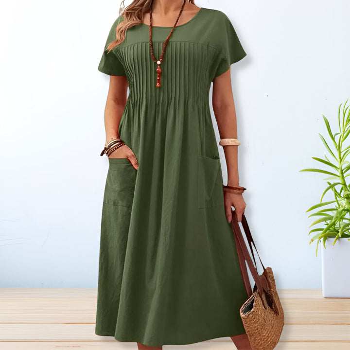 Women's Pleated A-Line Midi Dress