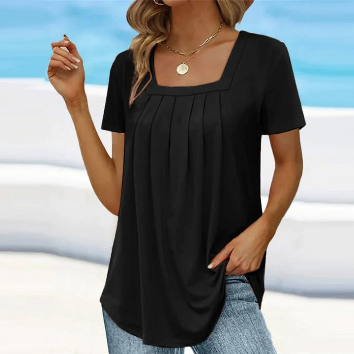 Women's Pleated Square Neck Top