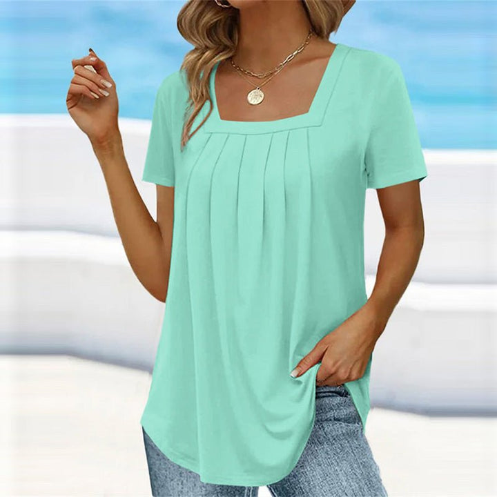 Women's Pleated Square Neck Top