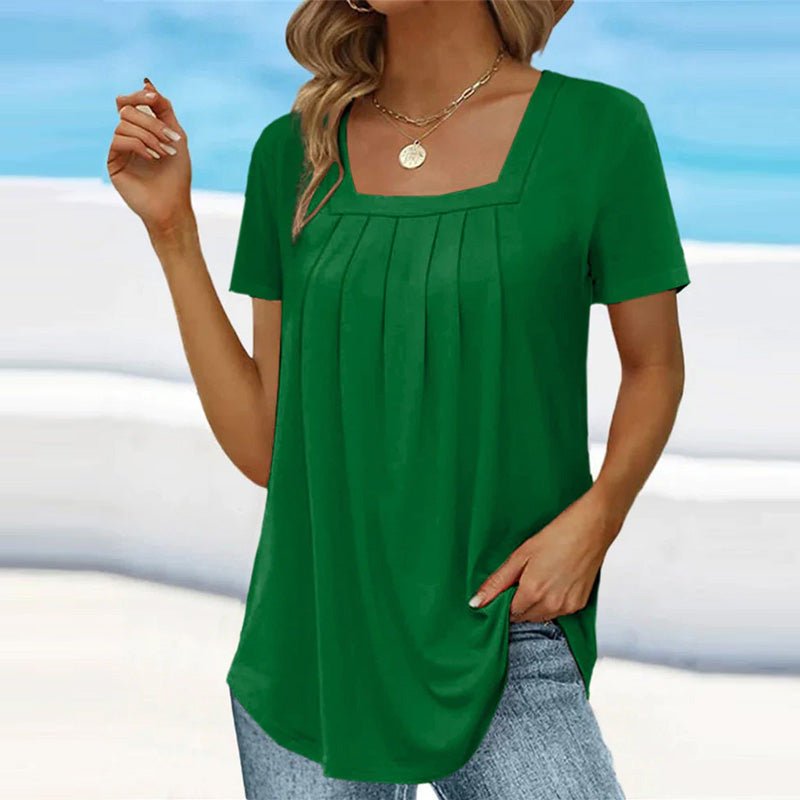Women's Pleated Square Neck Top