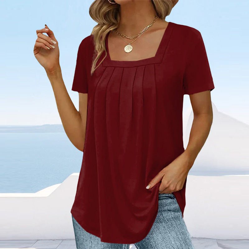 Women's Pleated Square Neck Top
