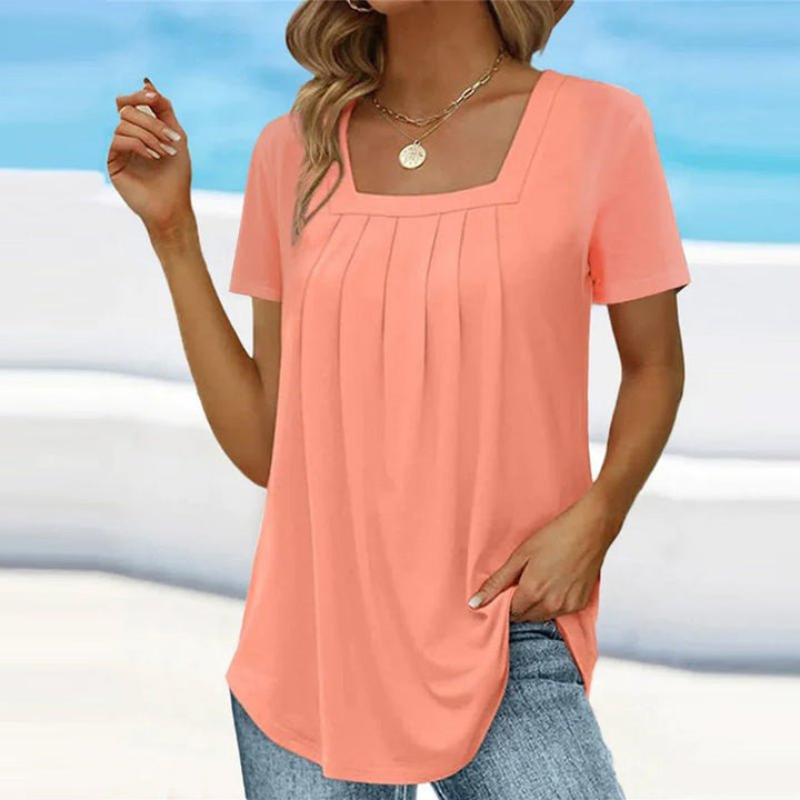 Women's Pleated Square Neck Top