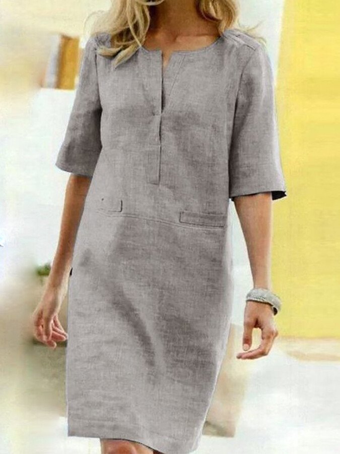 Women's Pocket Shirt Midi Dress