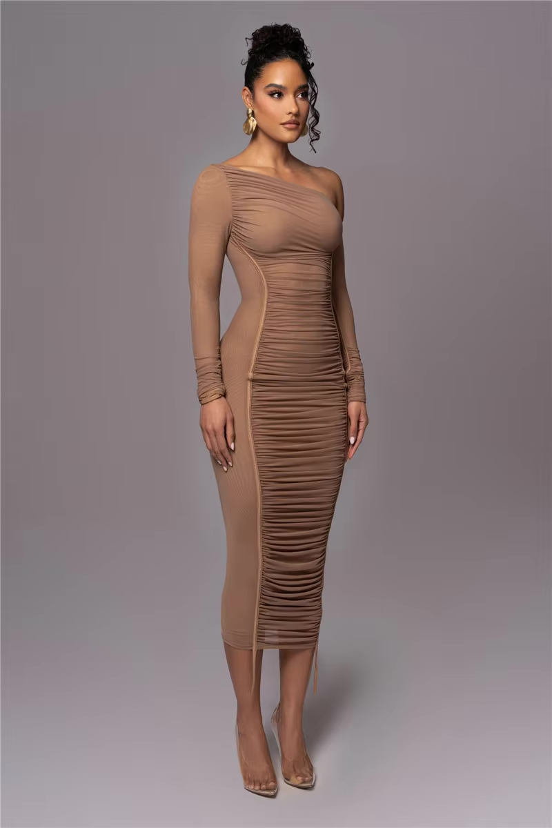 Women's Ruched Bodycon Midi Dress