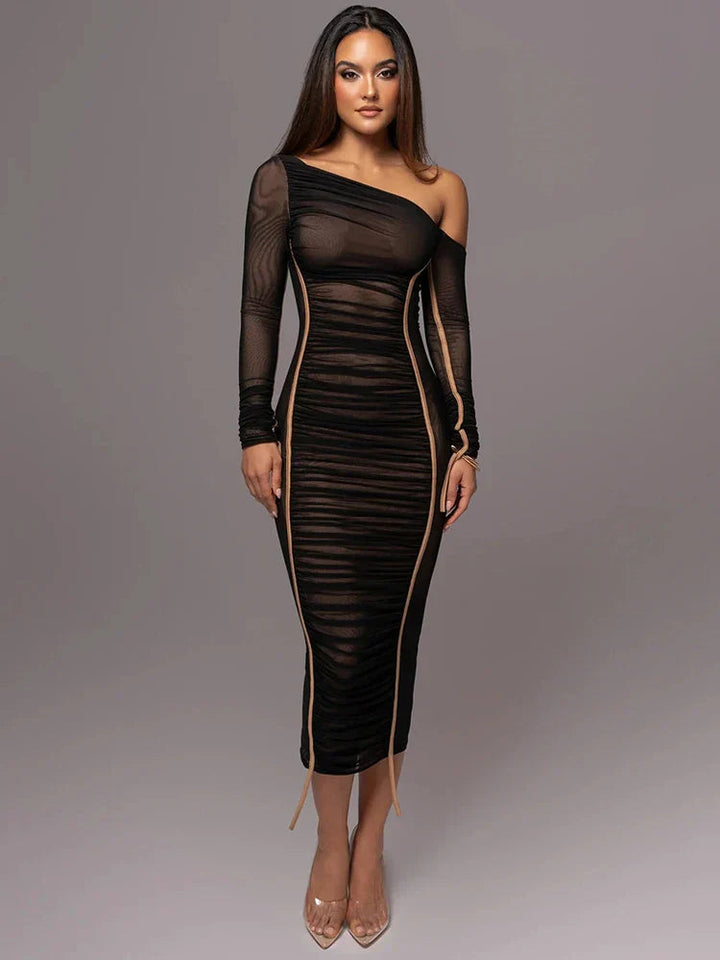 Women's Ruched Bodycon Midi Dress