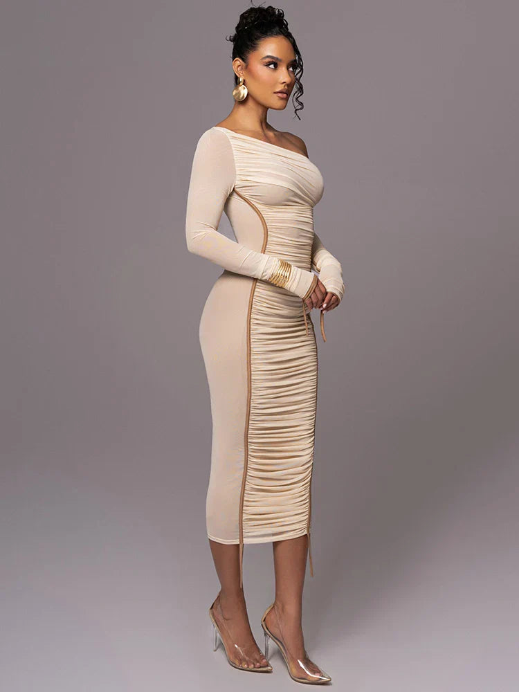 Women's Ruched Bodycon Midi Dress