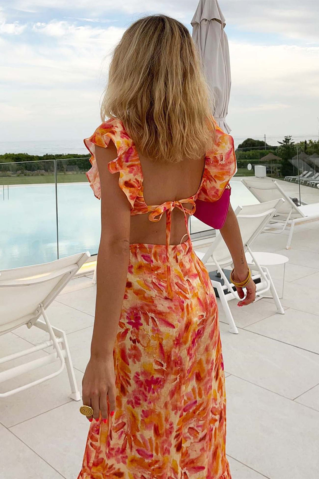 Women's Ruffle Floral Summer Maxi Dress