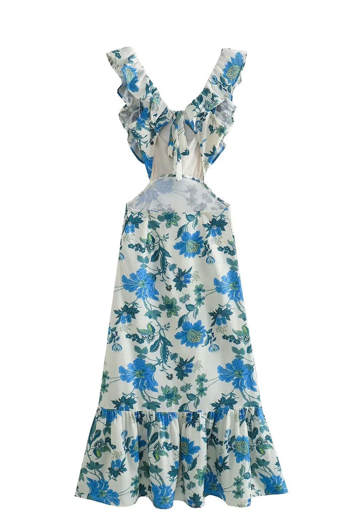 Women's Ruffle Floral Summer Maxi Dress