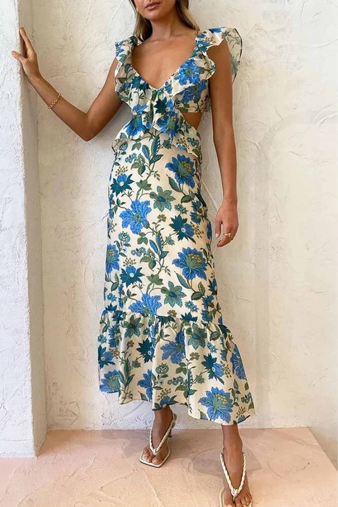Women's Ruffle Floral Summer Maxi Dress