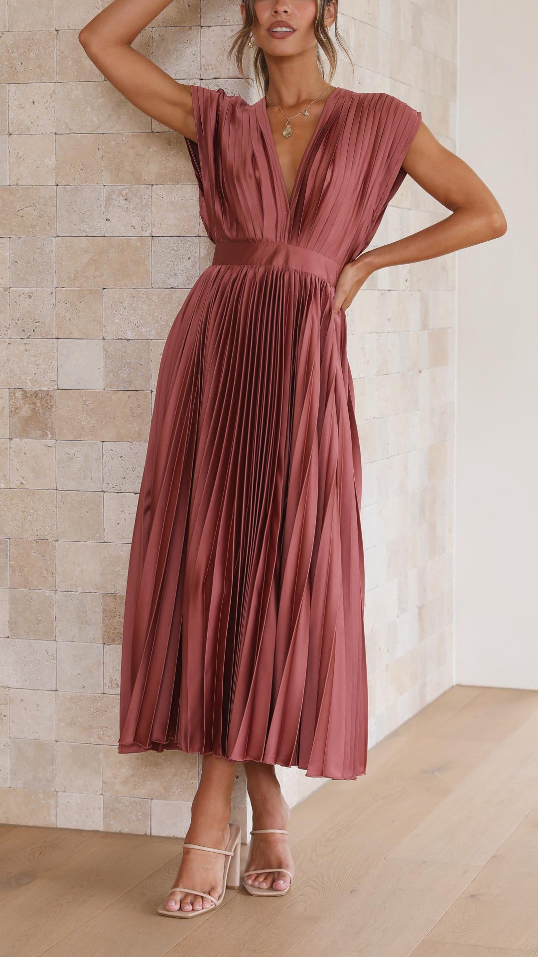 Women's Sleeveless A-Line Midi Dress