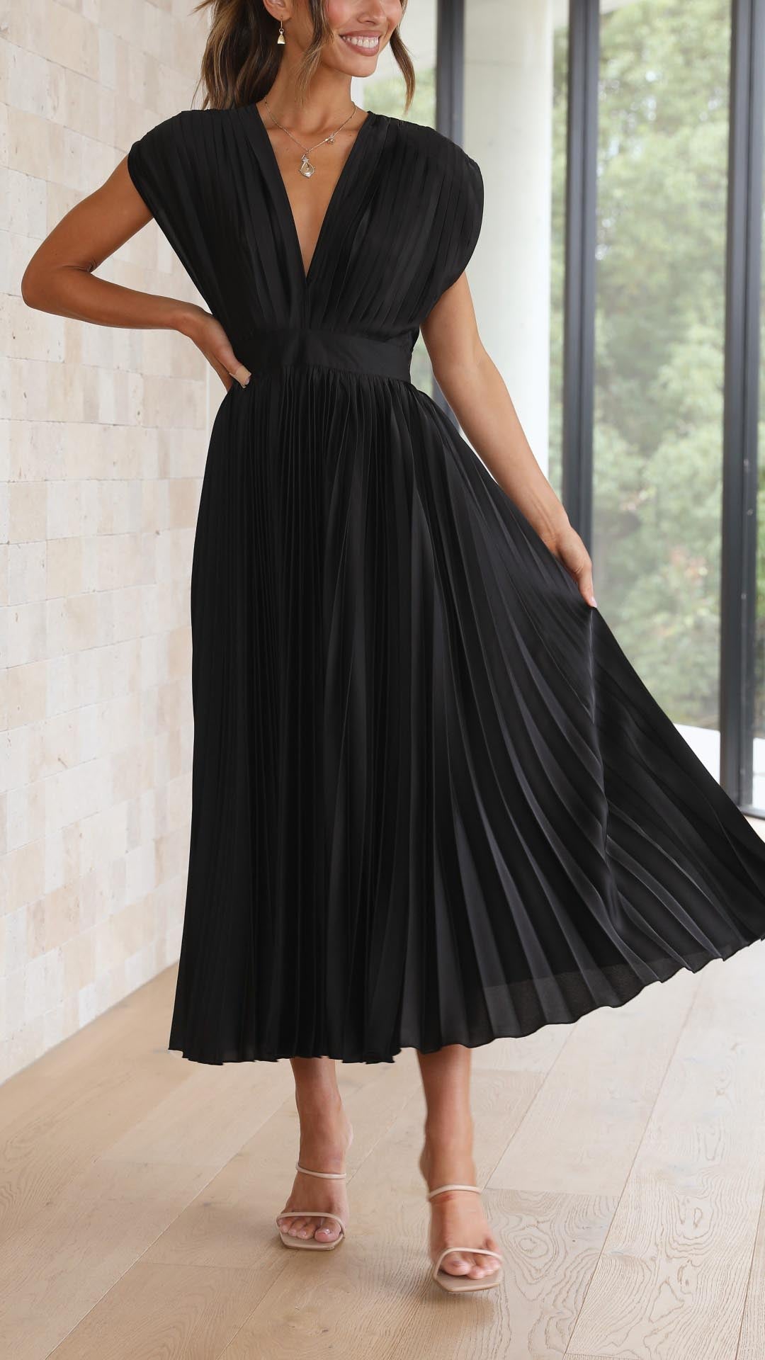 Women's Sleeveless A-Line Midi Dress