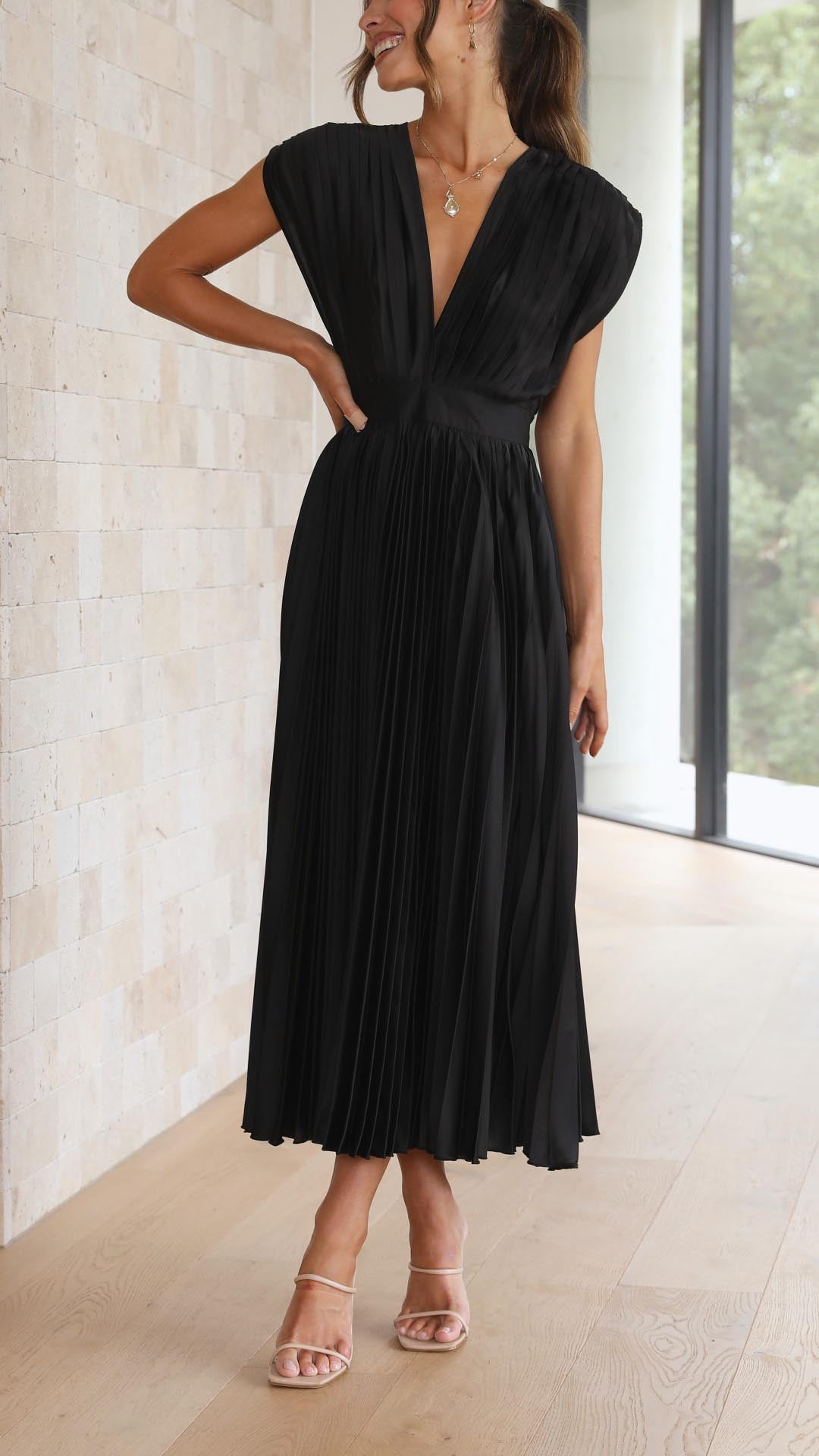 Women's Sleeveless A-Line Midi Dress