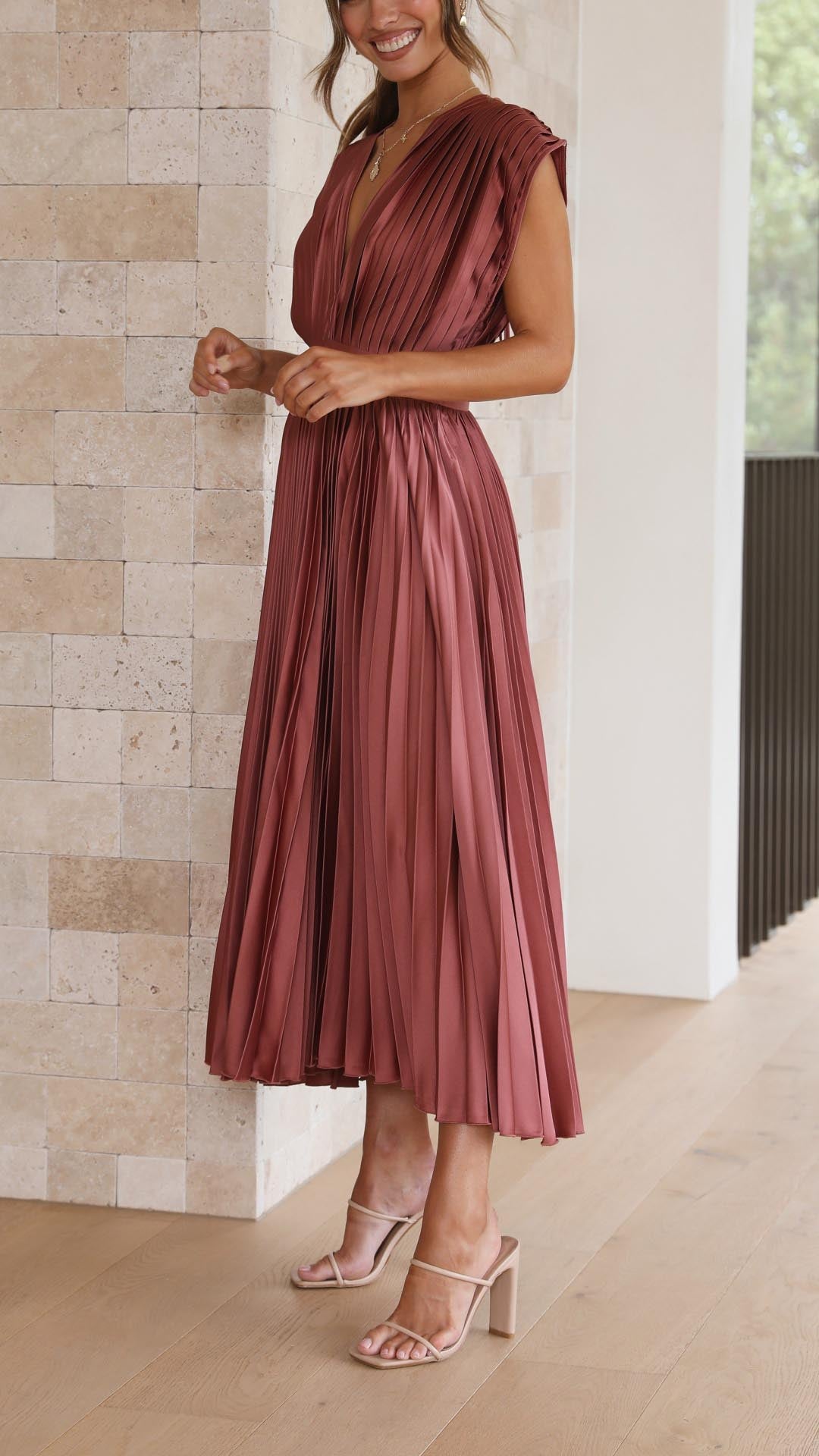 Women's Sleeveless A-Line Midi Dress