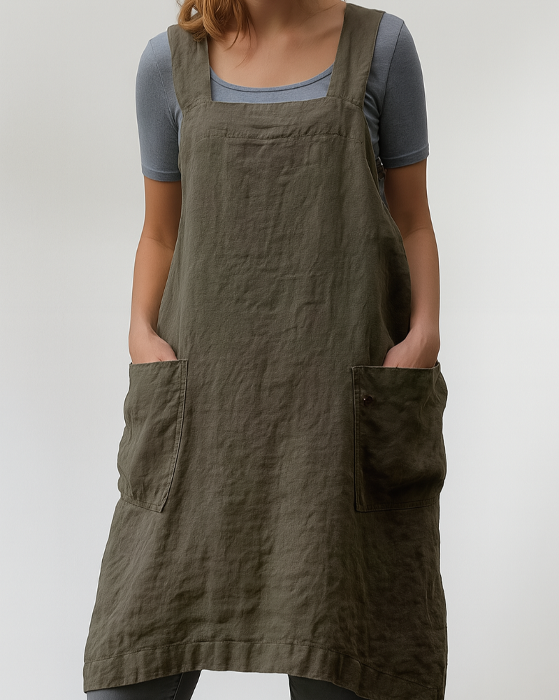 Women's Sleeveless Apron Midi Dress