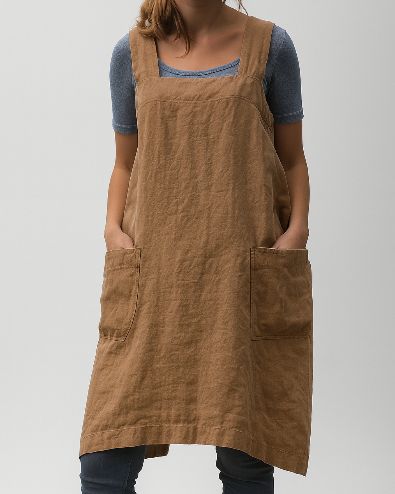 Women's Sleeveless Apron Midi Dress