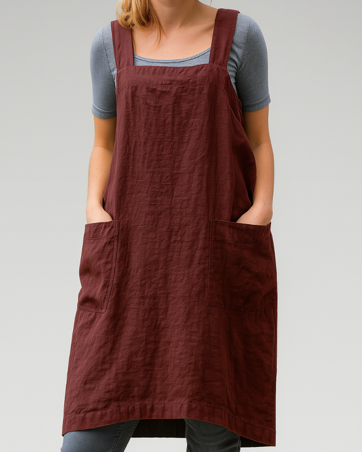 Women's Sleeveless Apron Midi Dress