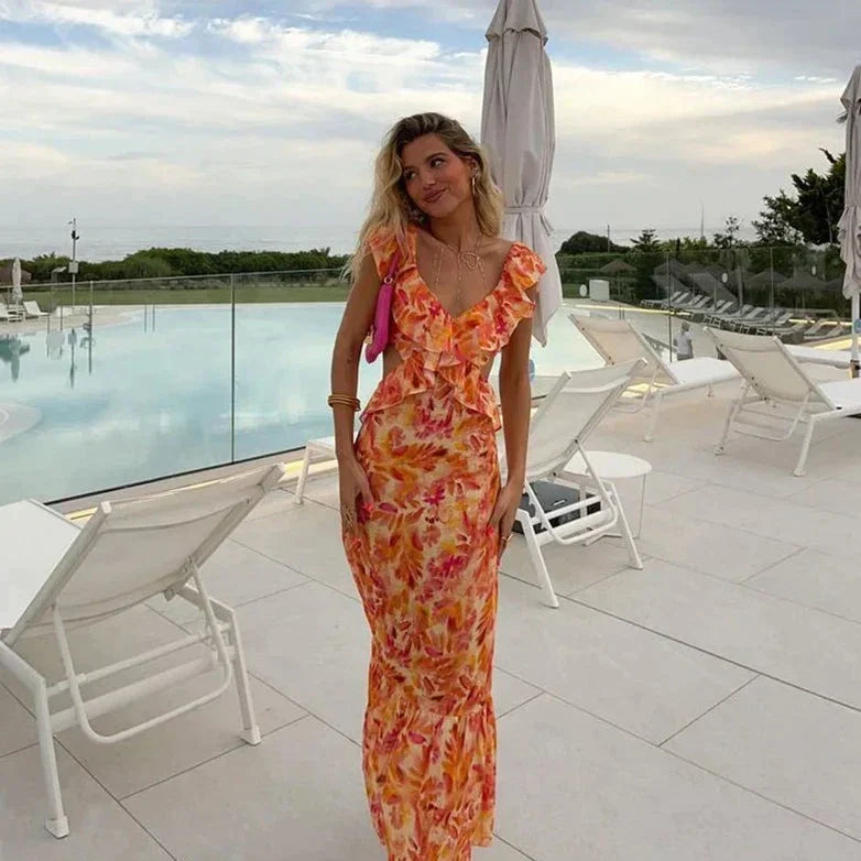 Women's Sleeveless Floral Maxi Dress