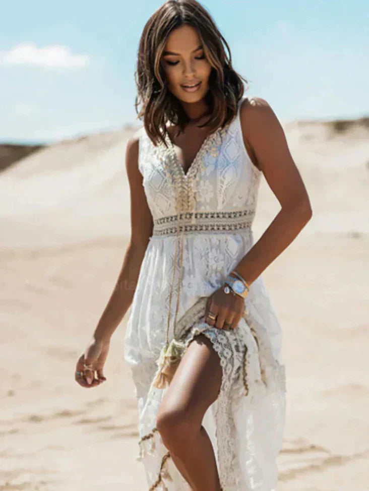 Women's Sleeveless Lace Maxi Dress