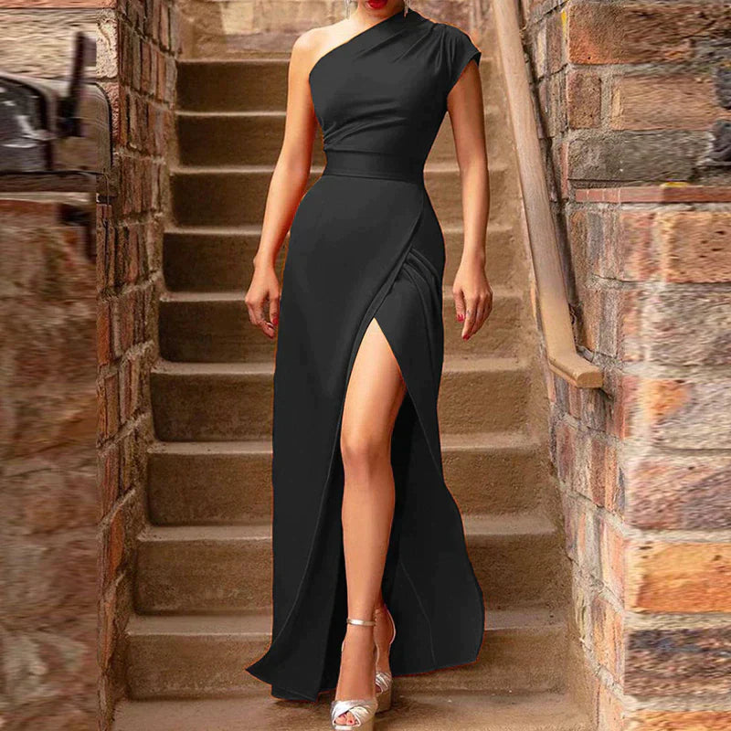 Women's Slit One Shoulder Maxi Dress